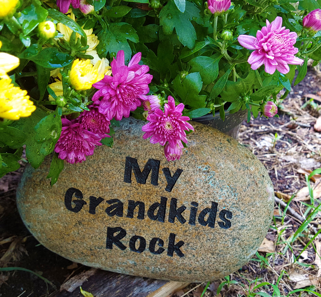 Grandkids Rock Set - 7-10 Names - Gift for Mom - Personalized - Grandkids Rock - Landscape Rock - Engraved Stones - Custom Gift - God Rocks