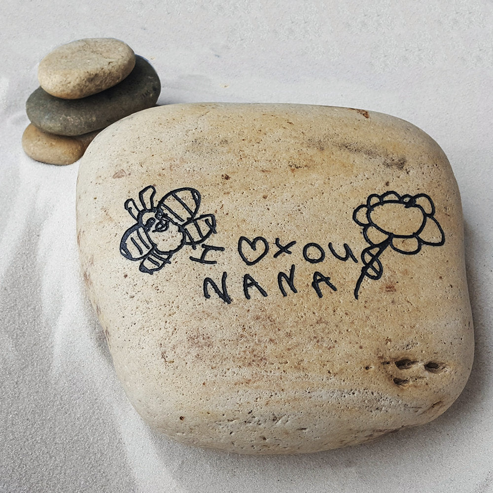 Children's Artwork - Mother's Day Gift - Gift for Grandma - Actual Child's Art Rock - Your Child's Art Engraved -  God Rocks