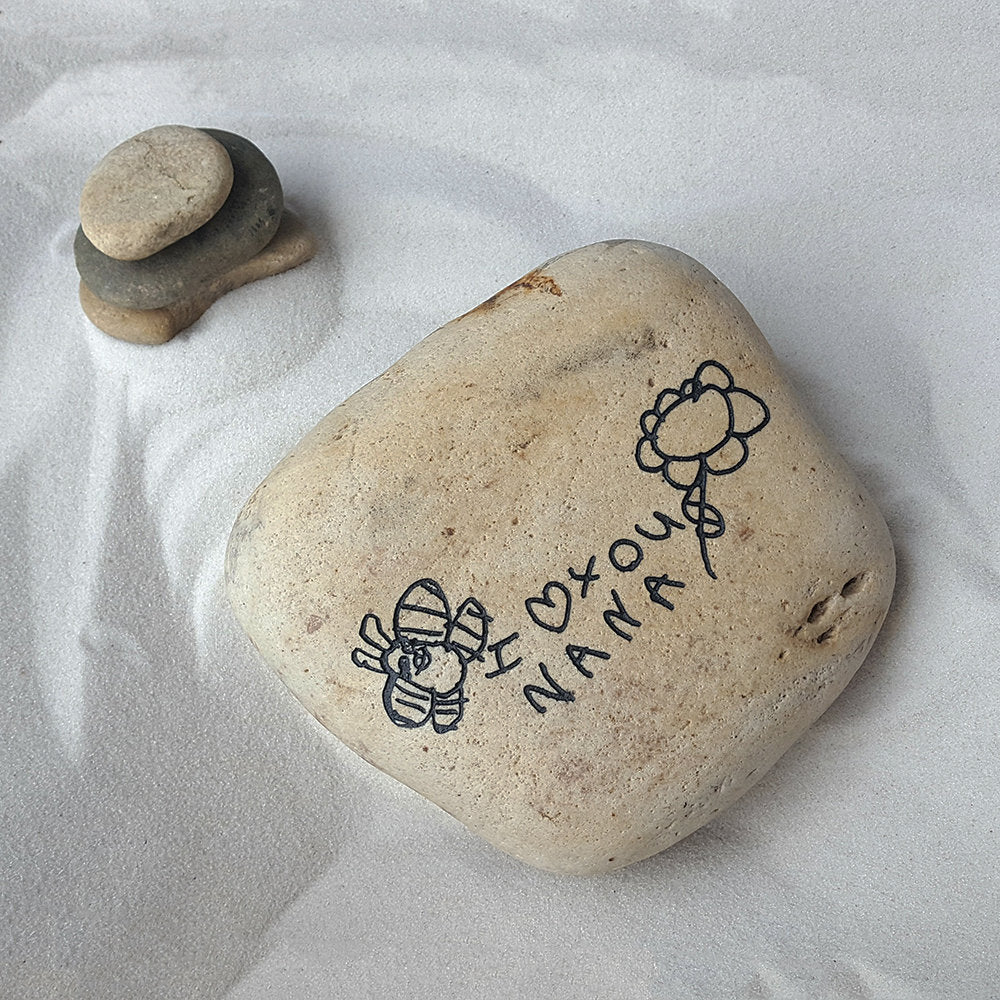 Children's Artwork - Mother's Day Gift - Gift for Grandma - Actual Child's Art Rock - Your Child's Art Engraved -  God Rocks