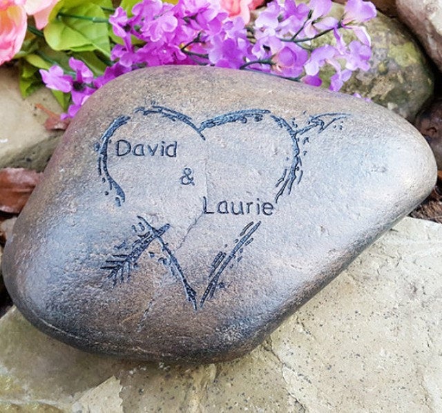 Newlywed Gift - Garden Decor Rock - Housewarming Gift - Engraved Heart - Love Garden Stone - Garden Art - God Rocks - First Home Gift