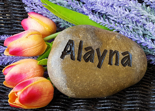 Grandkids Name Rock Custom Personalized Engraved Name Garden Stone