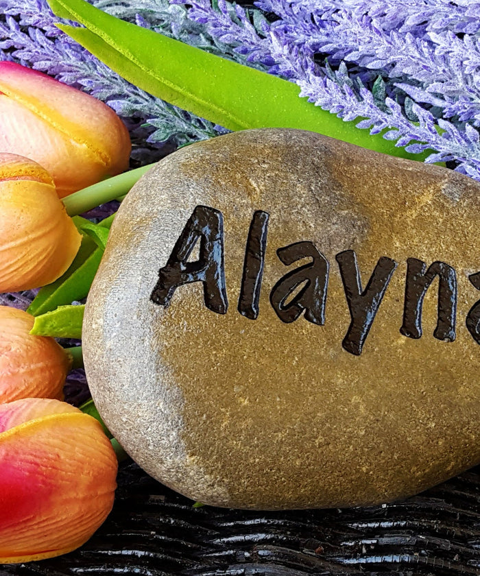 Grandkids Name Rock Custom Personalized Engraved Name Garden Stone