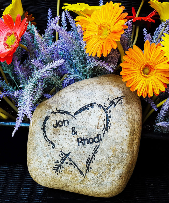 Garden Decor Rock - Newlywed Gift - Housewarming Gift - Engraved Heart - Love Garden Stone - Garden Art - God Rocks - First Home Gift