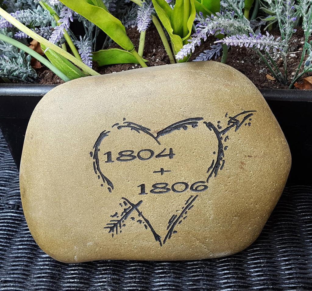 Garden Decor Rock - Newlywed Gift - Housewarming Gift - Engraved Heart - Love Garden Stone - Garden Art - God Rocks - First Home Gift
