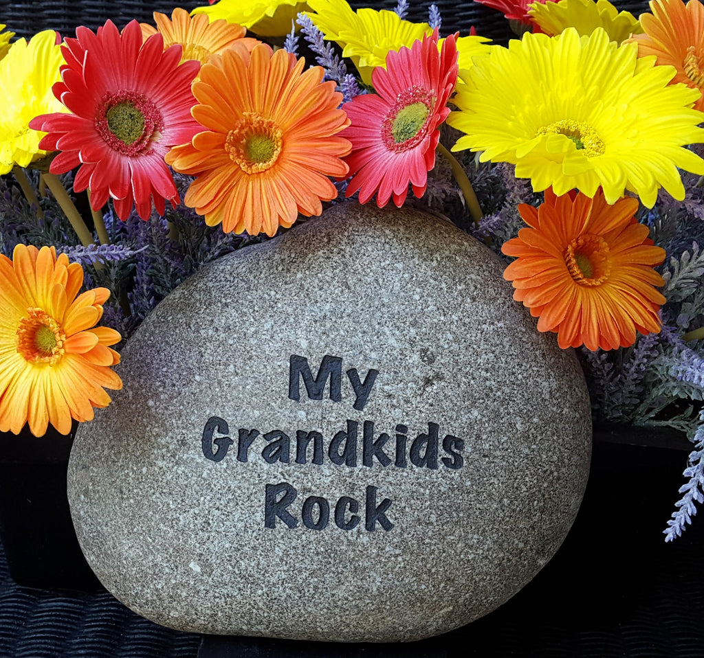 Grandkids Rock Set - 7-10 Names - Gift for Mom - Personalized - Grandkids Rock - Landscape Rock - Engraved Stones - Custom Gift - God Rocks