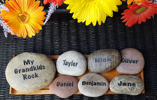 My Grandkids Rock -  Gift for Grandma - Personalized Name Rocks  - Engraved Rock - Keepsake - Mother's Day - Family Keepsake - God Rocks