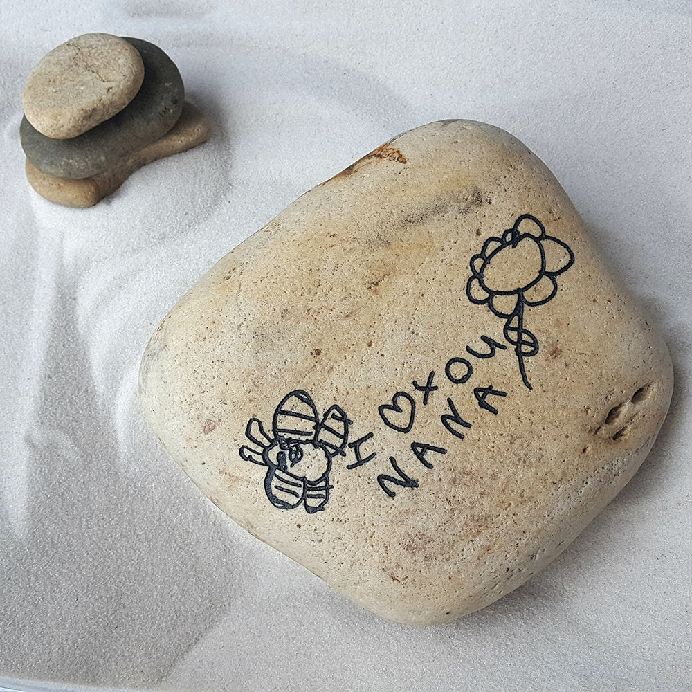 Children's Artwork - Mother's Day Gift - Gift for Grandma - Actual Child's Art Rock - Your Child's Art Engraved -  God Rocks
