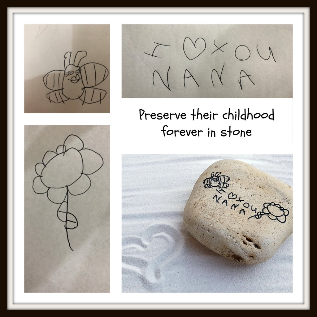 Children's Artwork - Mother's Day Gift - Gift for Grandma - Actual Child's Art Rock - Your Child's Art Engraved -  God Rocks