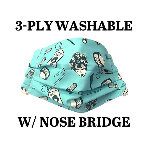 Stylist Mask, Cosmetology Facemask with Pocket, Washable Face Mask, Reusable, Pleated Face Mask Nose Bridge Piece, Colorist, God Rocks