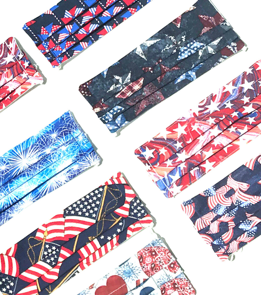 Patriotic Face Mask with Pocket, USA Washable Face Mask, Reusable, Pleated Face Mask, 4th of July Face Mask, Stars Face Mask, God Rocks