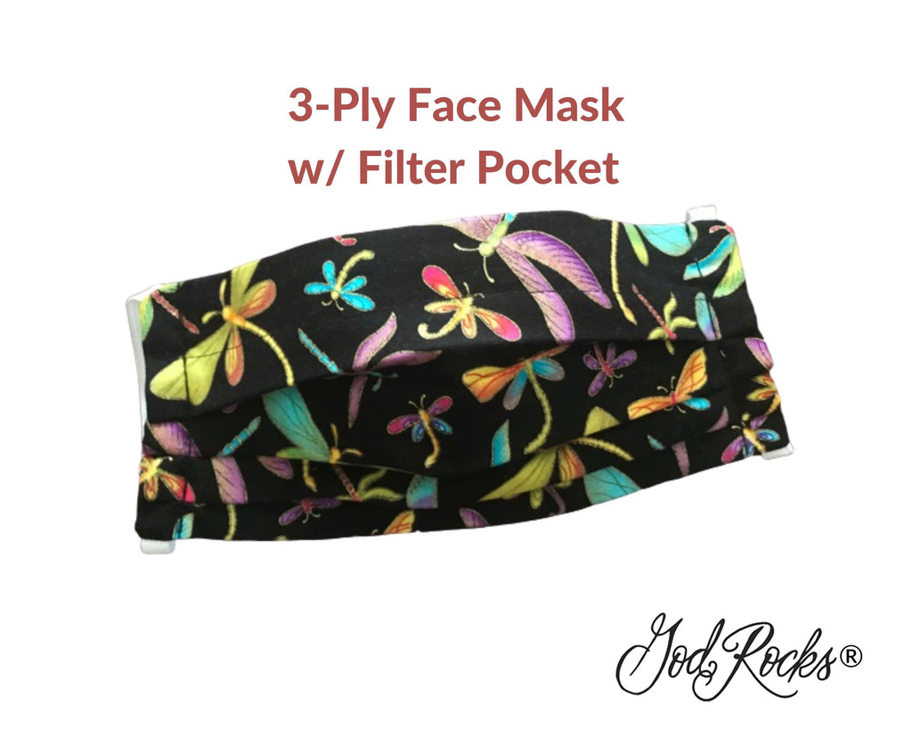 Pleated 3 Ply Cotton Reusable Adjustable Face Mask