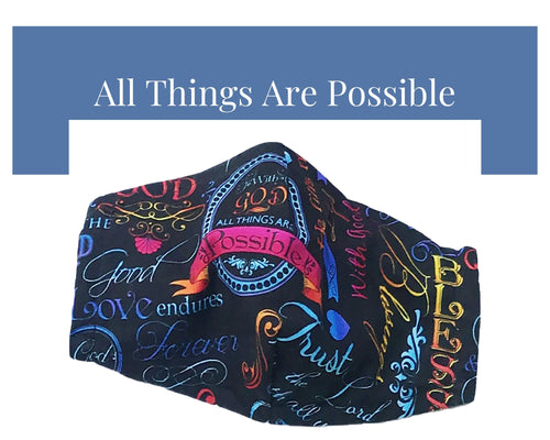 With God Fitted Face Mask, Nose Bridge Filter Pocket Adjustable Reusable Face Covering, God Rocks Designs