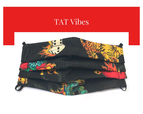 Tattoo Inspired Vegas High Roller Fitted Face Mask, Nose Bridge Filter Pocket Adjustable Reusable Face Covering, God Rocks Designs