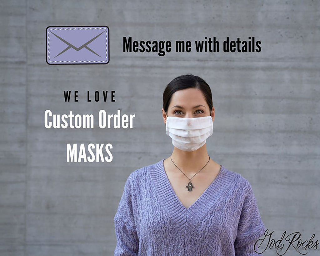Custom Personalized Face Mask, Customize Face Covering Fitted Pleated Cotton Mask, Filter Pocket, Metal Nose Bridge, Silicone Adjusters