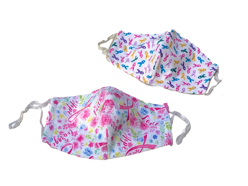 2 Pack Fitted 3 Ply Cotton Reusable Adjustable Face Mask