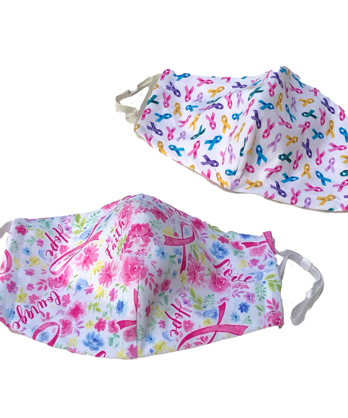 2 Pack Fitted 3 Ply Cotton Reusable Adjustable Face Mask