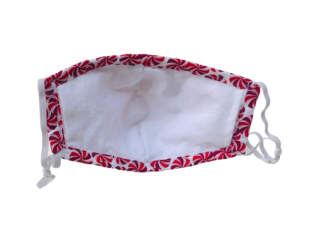 Peppermint Candies 3 Ply Cotton Face Mask | Washable Reusable Adjustable Face Covering | Stitched In Nose Bridge | Interior Filter Pocket