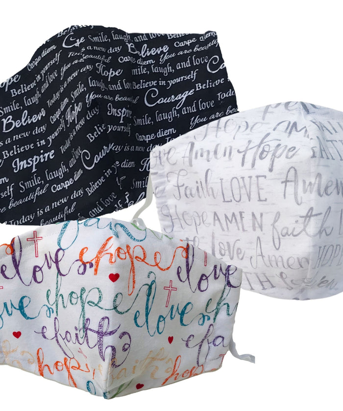 3 Pack Fitted 3 Ply Cotton Reusable Adjustable Face Mask